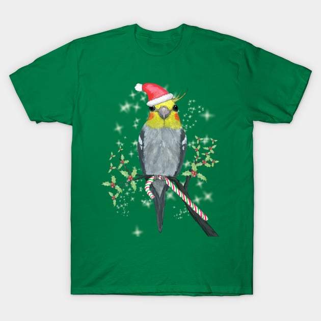 A portrait of a cockatiel Christmas style T-Shirt by Bwiselizzy